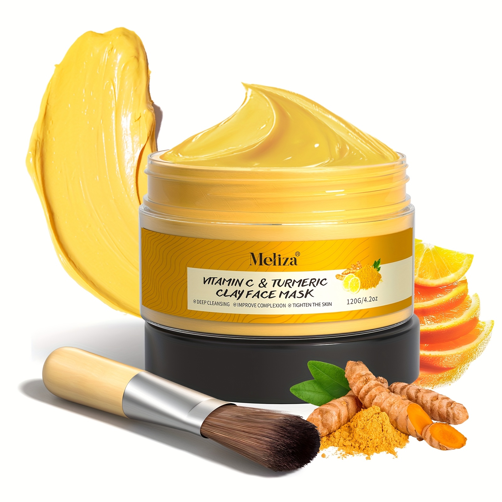 Image of Vitamin C Turmeric Mud Mask, Cleanses, Enriched With Kaolin And Aloe Vera, Hydrates, Skin, Suitable For Types, For Mother's Day