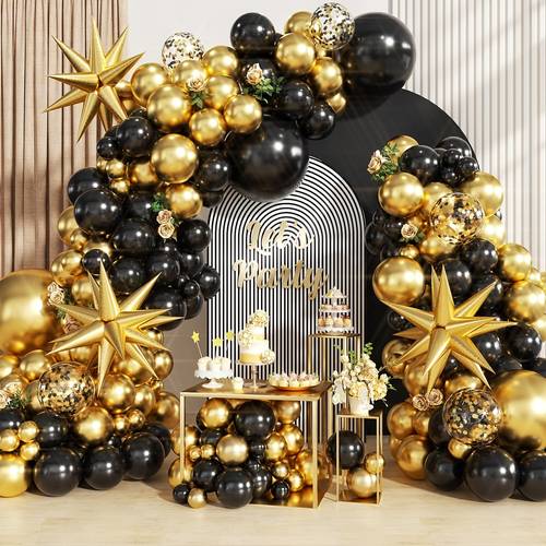 173pcs black and set suitable for graduation anniversary birthday party party balloons home decoration wedding graduation party decoration halloween decoration balloons reusable balloon garland party decorations
