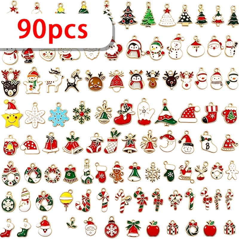 TEMU 45/90pcs Random Style Christmas Series Alloy Enamel Charms, Suitable For Craft Making, Diy Key Rings, Keychain Accessories Decoration, And