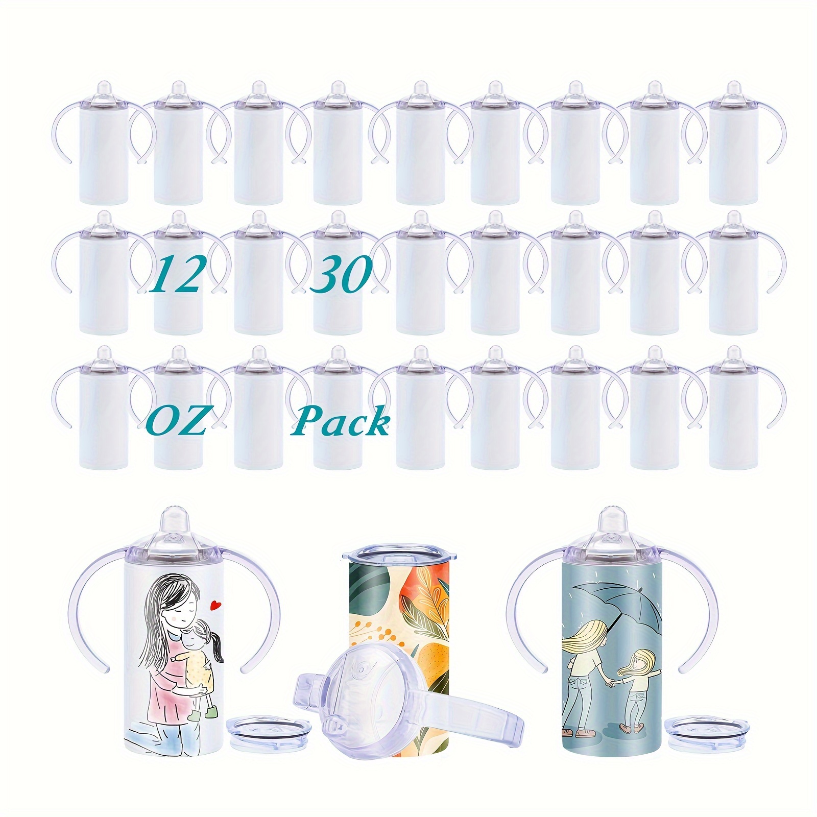 

30pcs, 12oz Straight Sublimation Sippy Cups, Bpa-free Double Wall Bottle, Leak-proof, For Heat Press Sublimation Oven Printing, Holiday Gift, Outdoor Sports, Travel Camping