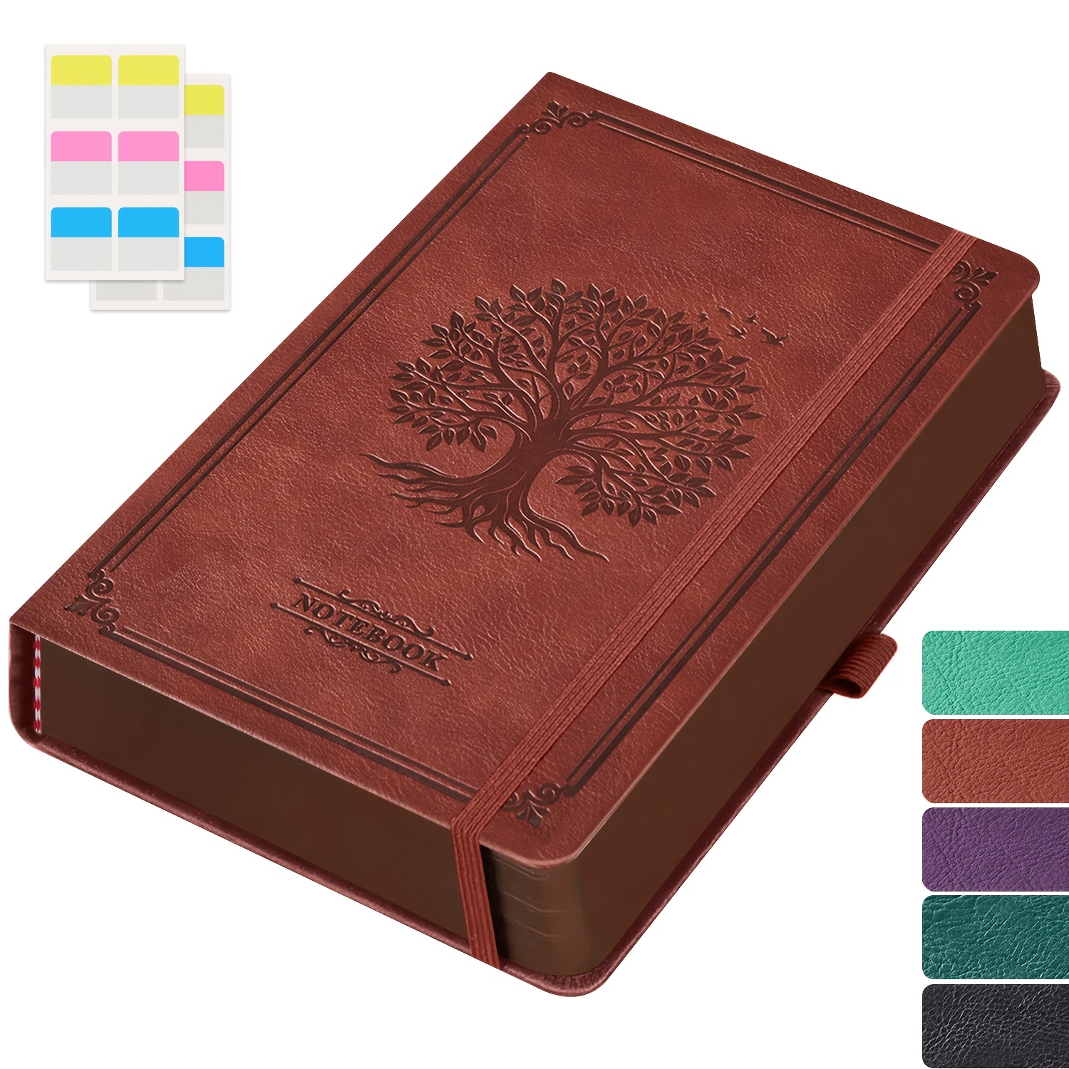 Image of A5 Lined Notebook Journal, 320 Pages Hardcover Journal Notebook For Women/men Work, With 100gsm , Vintage Leather Diary Book With Tree Of Life Embossed, Inner Pocket, X , School Supplies