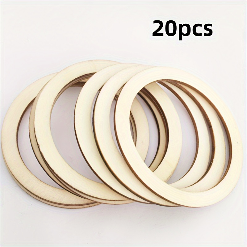 20pcs/set Wooden Pieces Rings Shape Circle Ornaments Blank Wooden Slices For Painting Arts Pyrography Home Decor Antique White Halloween Decorations Christmas Decorations