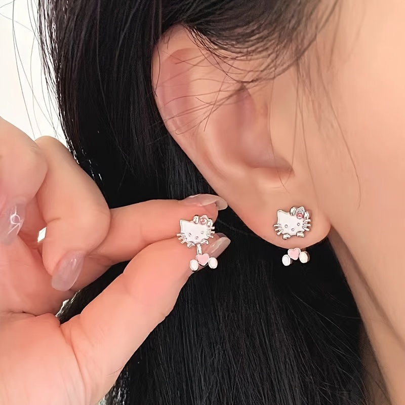 E-shop Schicke und vielseitige Herbst-Ohrringe mit einem süßen Cartoon-Design von Hello Kitty, für einen trendigen Look