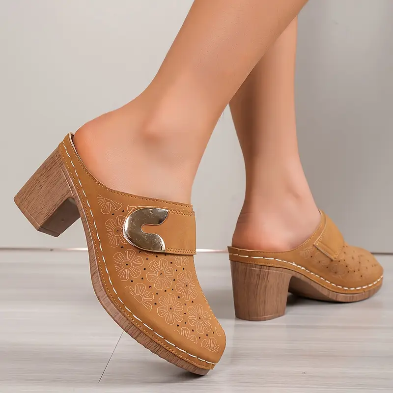 womens stylish floral print mules soft sole platform slip on walking shoes toe breathable details 8