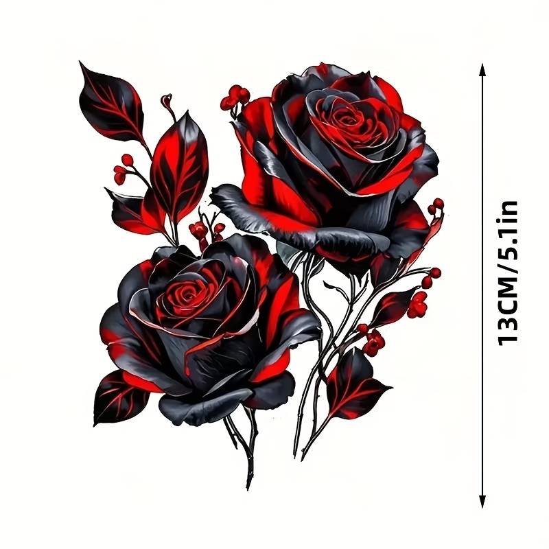 TEMU Car Sticker: Red Rose Vinyl Sticker, Glossy Self-adhesive Glitter Decoration, Single-use Cartoon , Suitable For Cars, Laptops, Motorcycles,