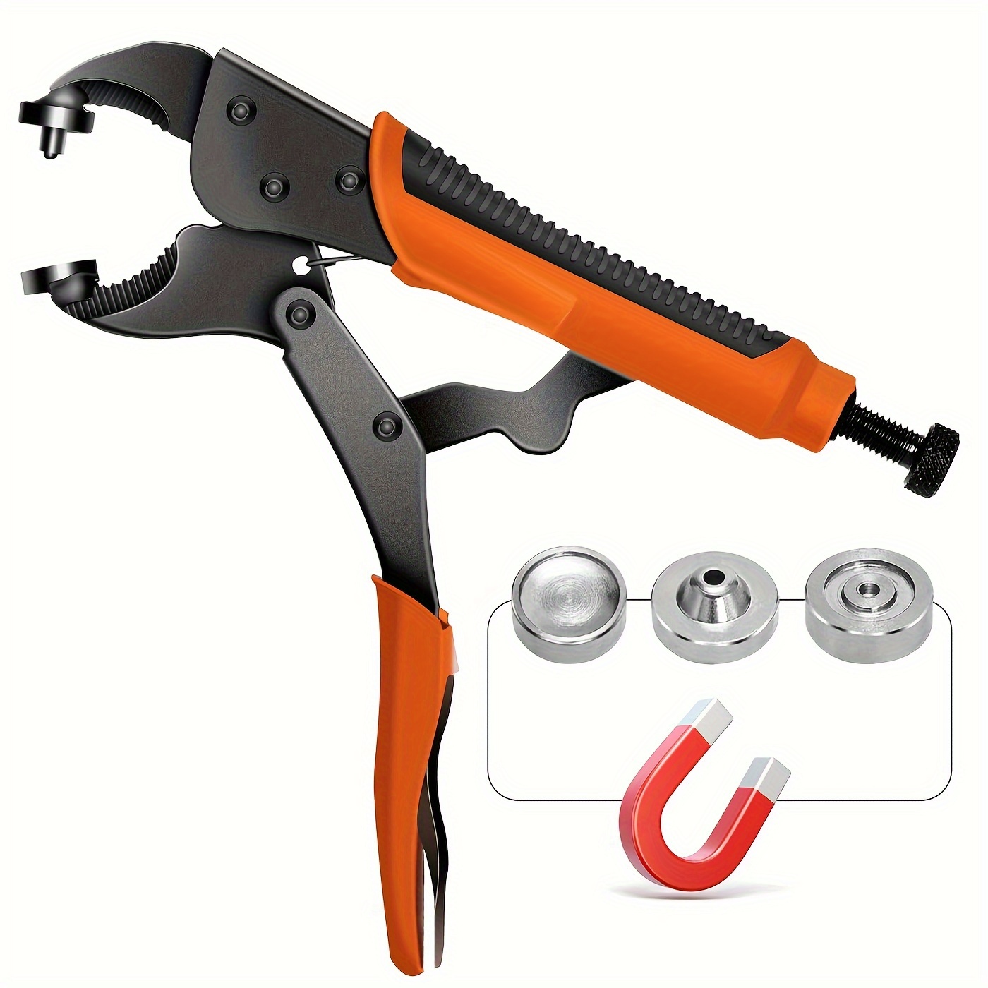 

Heavy-duty Snap Fastener Kit With Magnetic Pliers, 3 Accessories - Orange