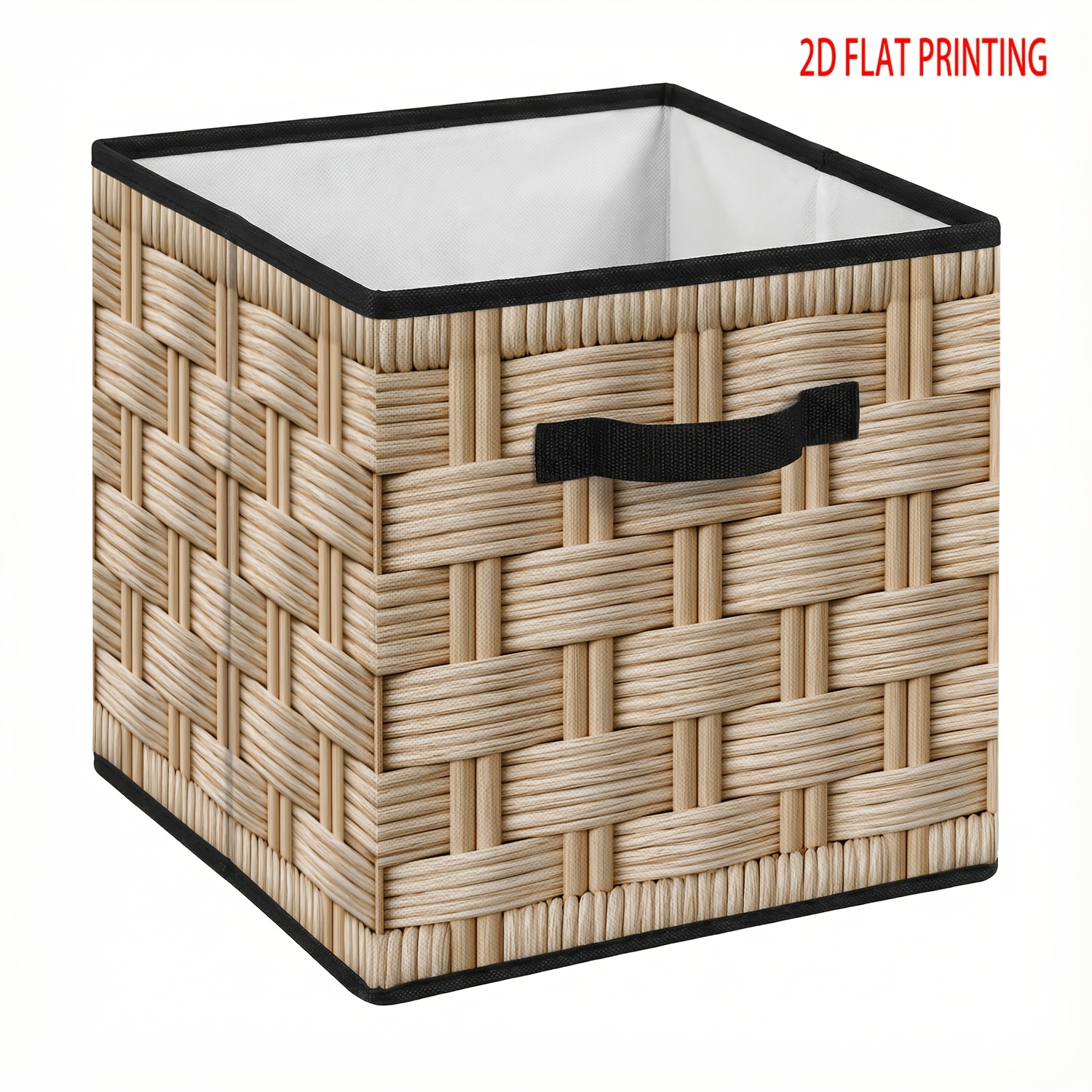 TEMU 1pc Of Fine-patterned Foldable Storage Box With Reinforced Double Handles, 2d Flat-printed Storage Cube. Suitable For Organizing Small Clothing