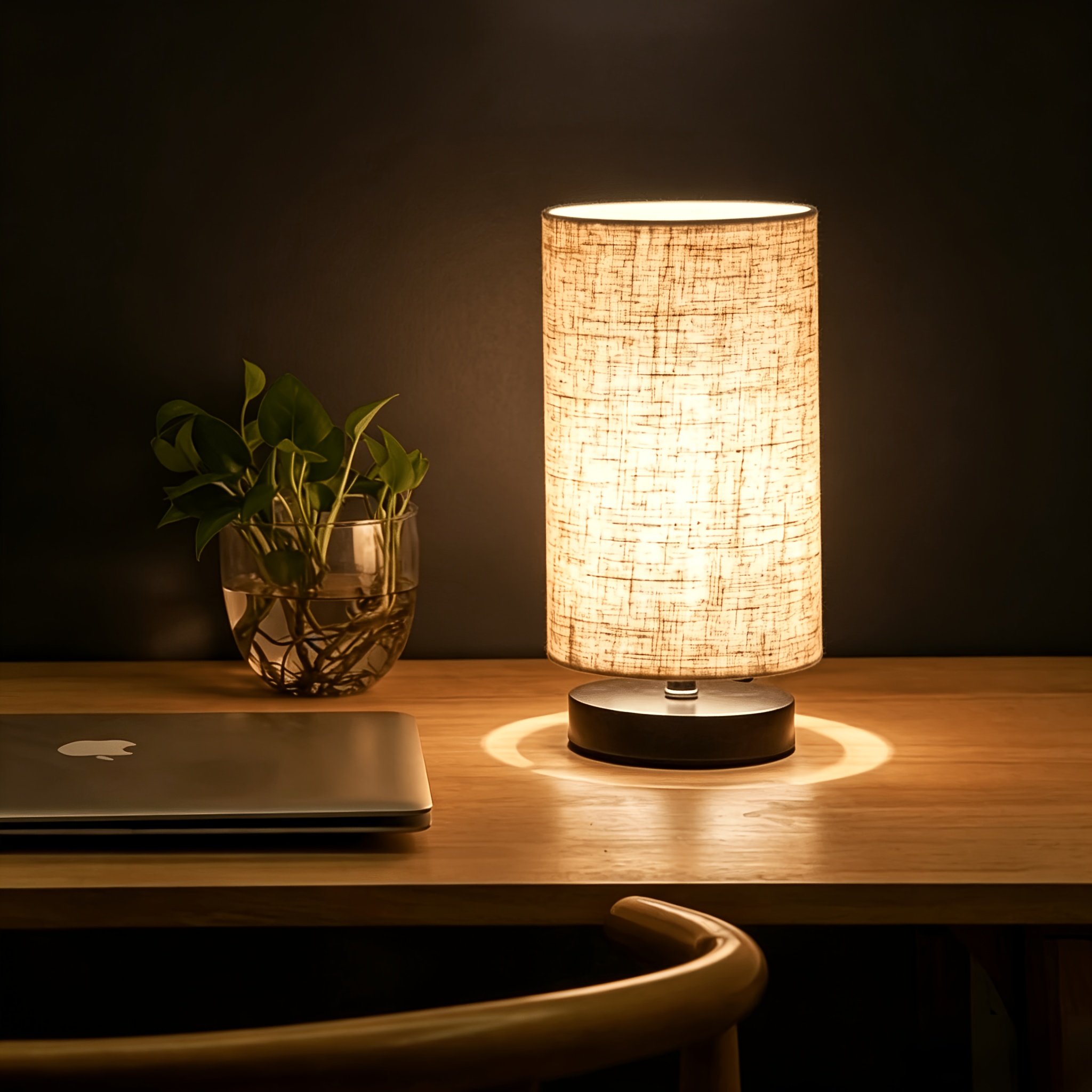 TEMU 1pc Usb Plug-in Bedside Lamp, Featuring Three-color Lighting Function, An Eye-friendly Led Desk Lamp With A Switch, A Linen-colored Lampshade