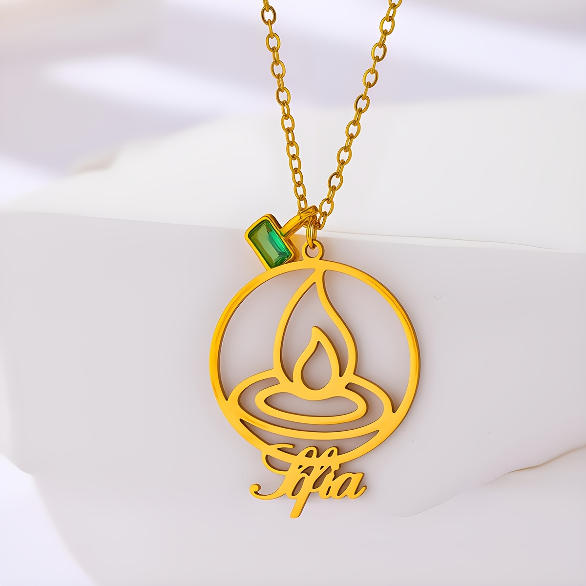 Custom Circle Flame Totem Necklace for Men & Women