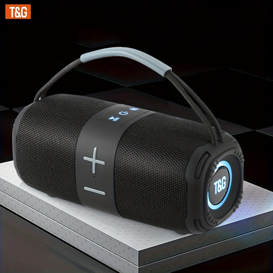 TEMU Outdoor High Power Portable Speaker, Wireless Compatible Music Player With Color Led Breathing Light, Support Usb/tf/fm/tws Stereo Support, Can