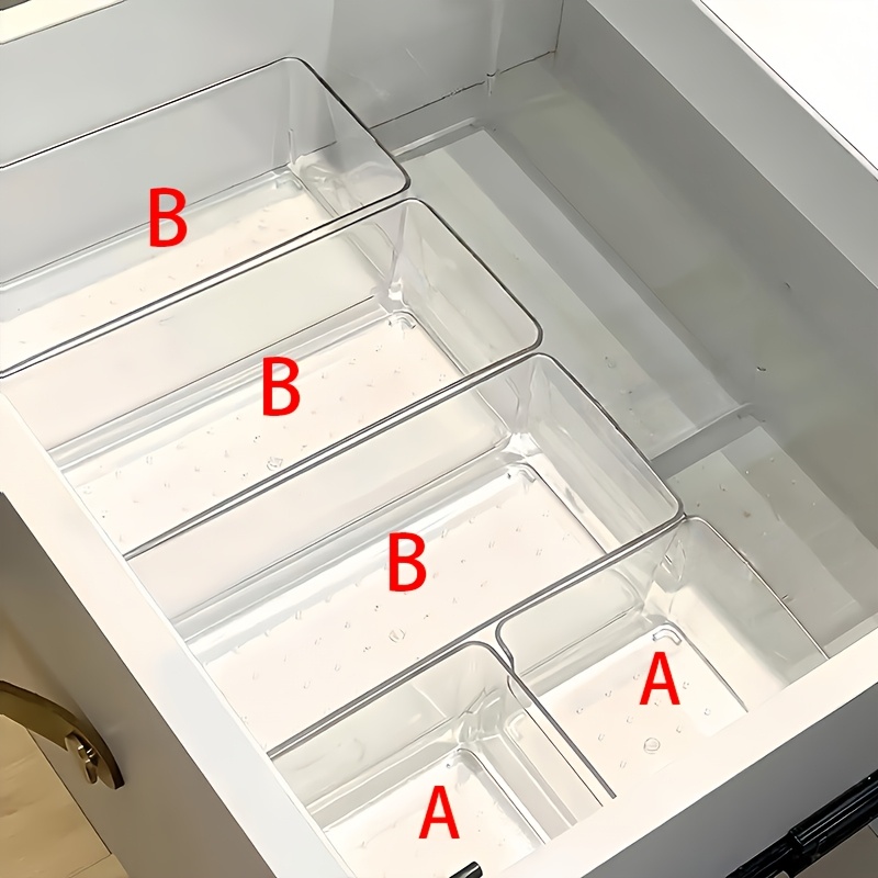 Image of 4/5pcs Acrylic Drawer Dividers Organizer For Desktop Clutter Storage, Office Stationery Storage, Drawer Cosmetic Storage, Desktop And Drawer Organization, Home Storage