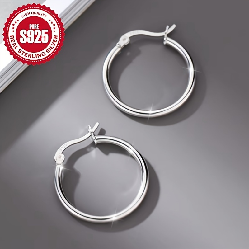 

1.8g S925 Silver Women' Plain Fashion Earrings Low Allergy Pair Pack Daily