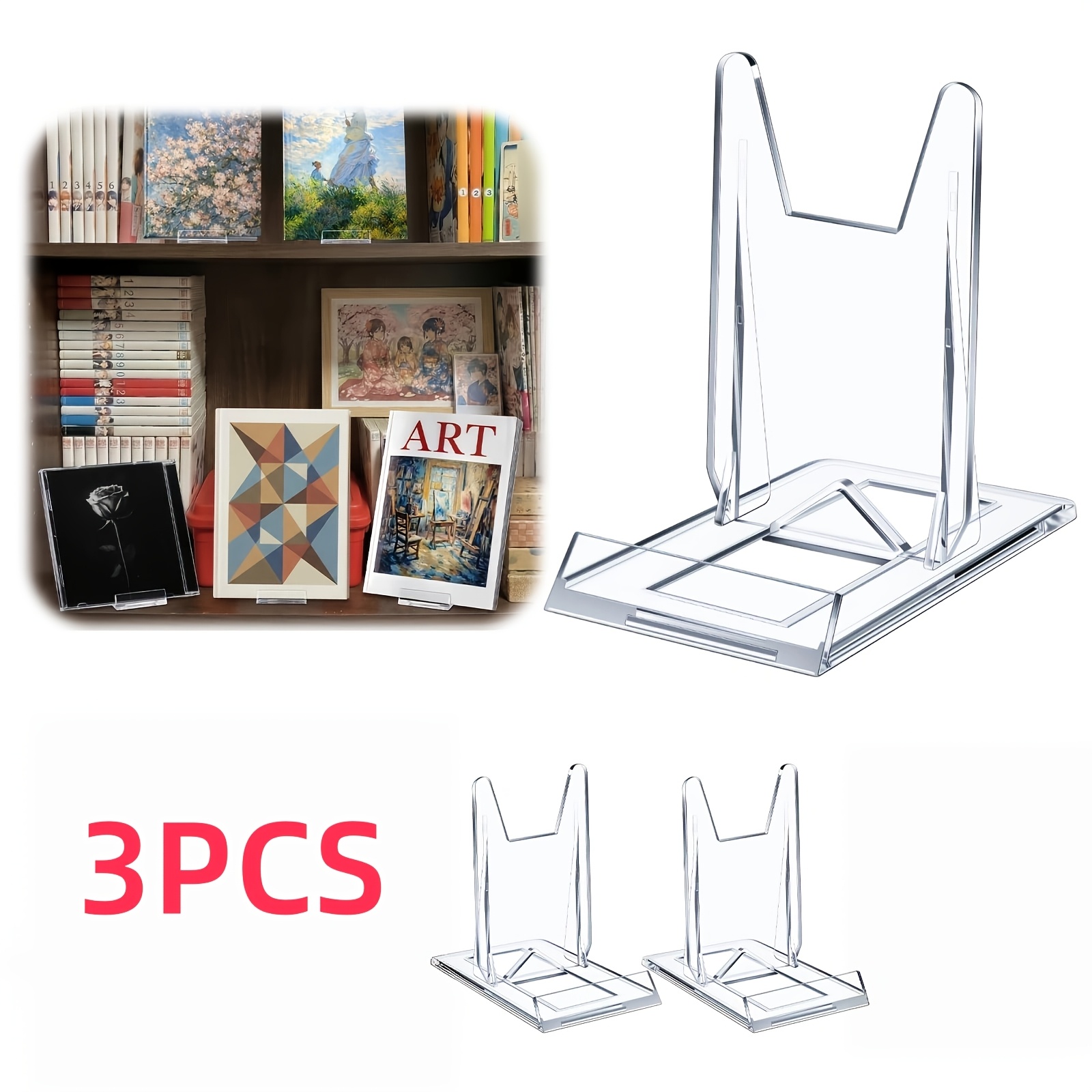 TEMU Acrylic File Holder, Bookshelf, For Display, Adjustable Transparent Bookshelf Bracket, Suitable For Home Office, Back-to-, Library Bookshelf,
