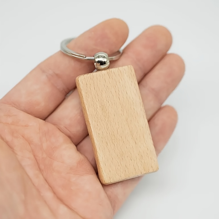 

10/20pcs Blank Wooden Label Keychain, Carved Self-design Backpack Accessories