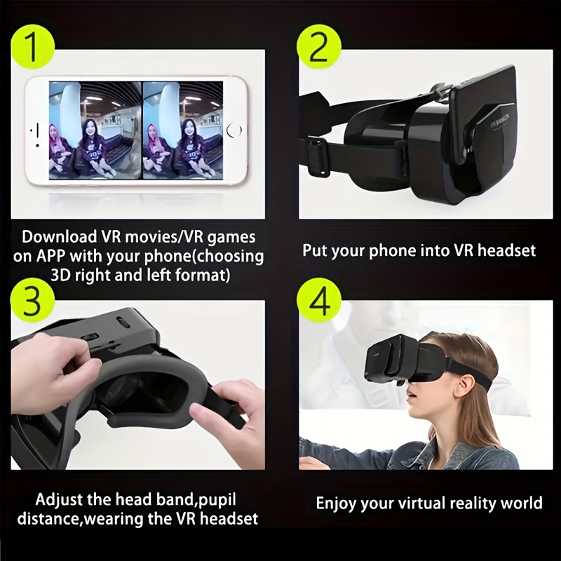 Vr Realidad Virtual Montada En Cabeza Gafas 3d Vr Set Gafas - Temu