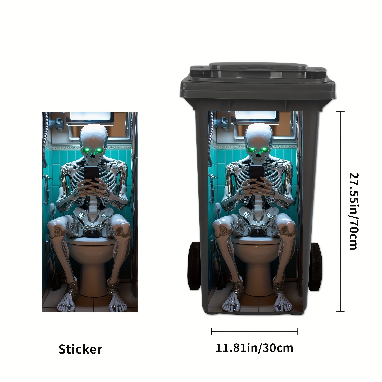 Image of Robot Theme Trash Can Sticker, Pvc Self-adhesive Waterproof Decal For Garbage Bins And Home Decor, Size *27.55 Inches