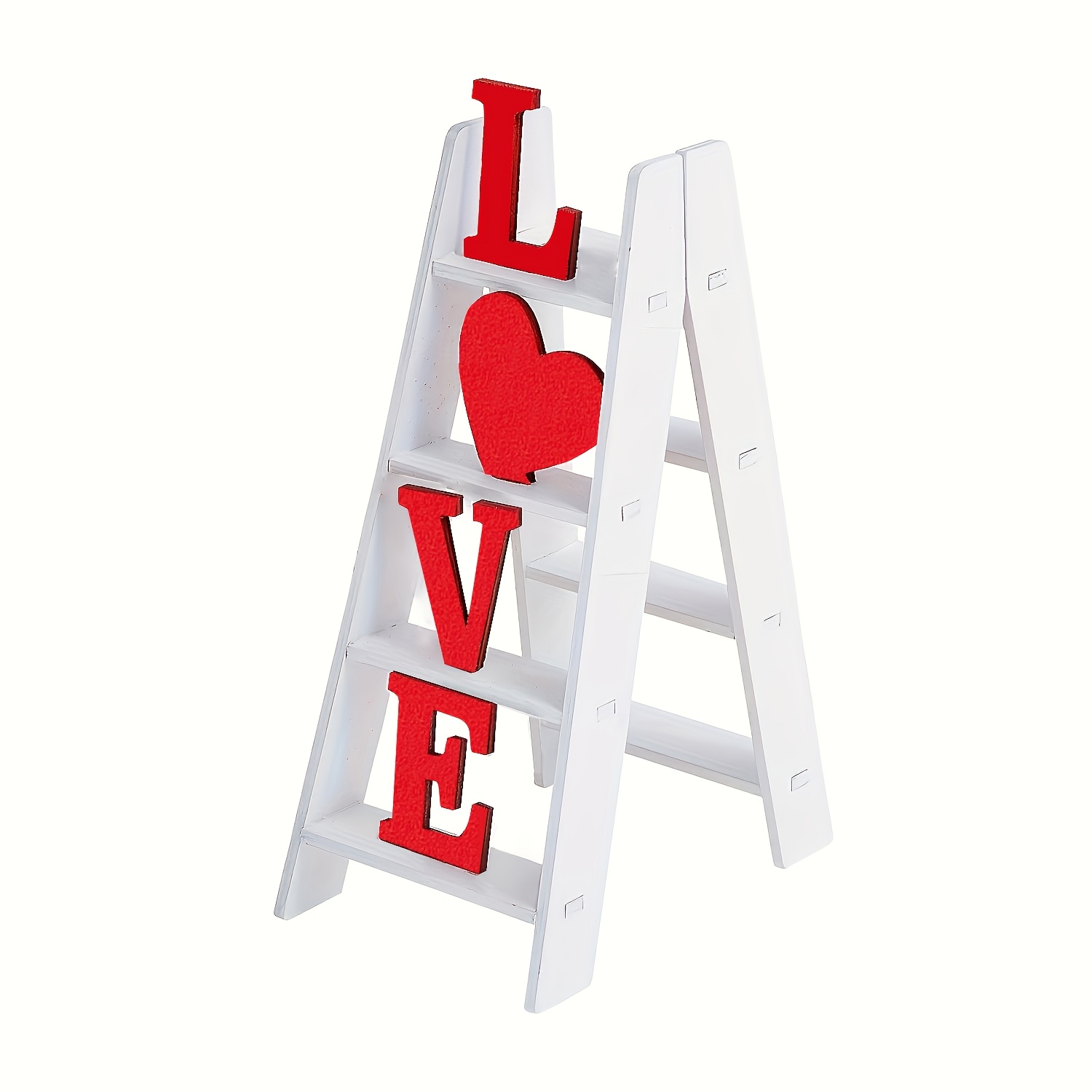 

Wooden Love Ladder Tabletop Decor With Red Glitter Heart & "love" Letters - Ideal For Romantic Weddings, Valentine's Day Gifts & Home Accent, Classic, Multipurpose, English Word Art