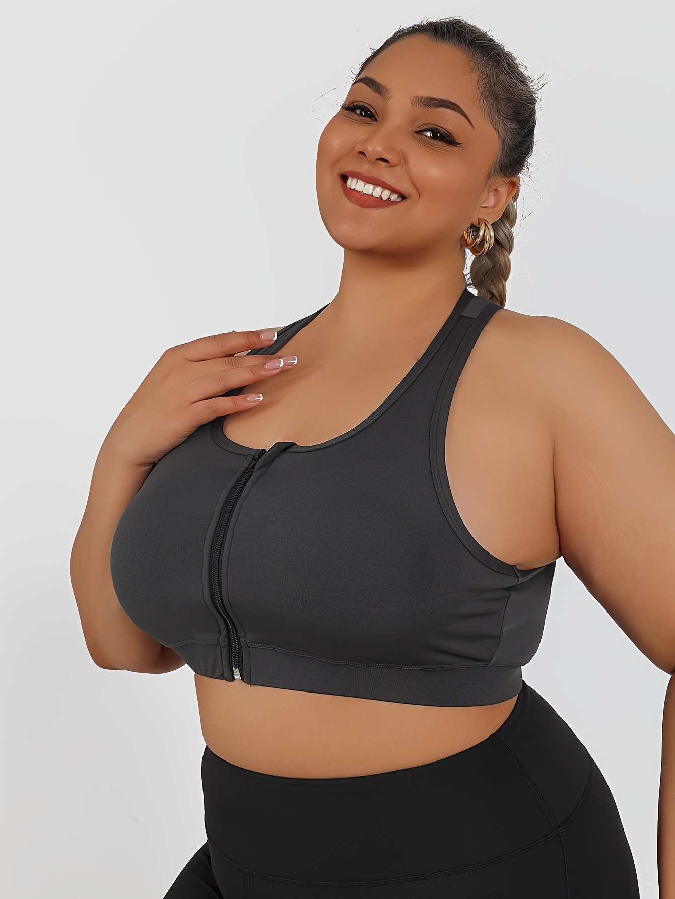 Women's High-Impact Sports Bra with Zipper Front Closure, Removable Pads & High-Elasticity Fabric - White Yoga Running Gym Bra for Workouts, Machine Washable, Strapless Push Up Bra, Workout Support, Backless Design, Durable Sports Wear