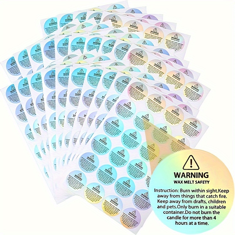 

120/240pcs 1.2 Inch Holographic Candle Warning Labels Candle Jar Container Stickers Wax Melt Safety Stickers For Candle Jars Canning Containers Candle Making Supplies