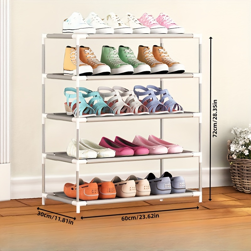 

Modest Style Iron Alloy Shoe Rack, Solid Color , Non-braided Entryway Organizer For Hallway, Bedroom, Living Room - Storage Solution