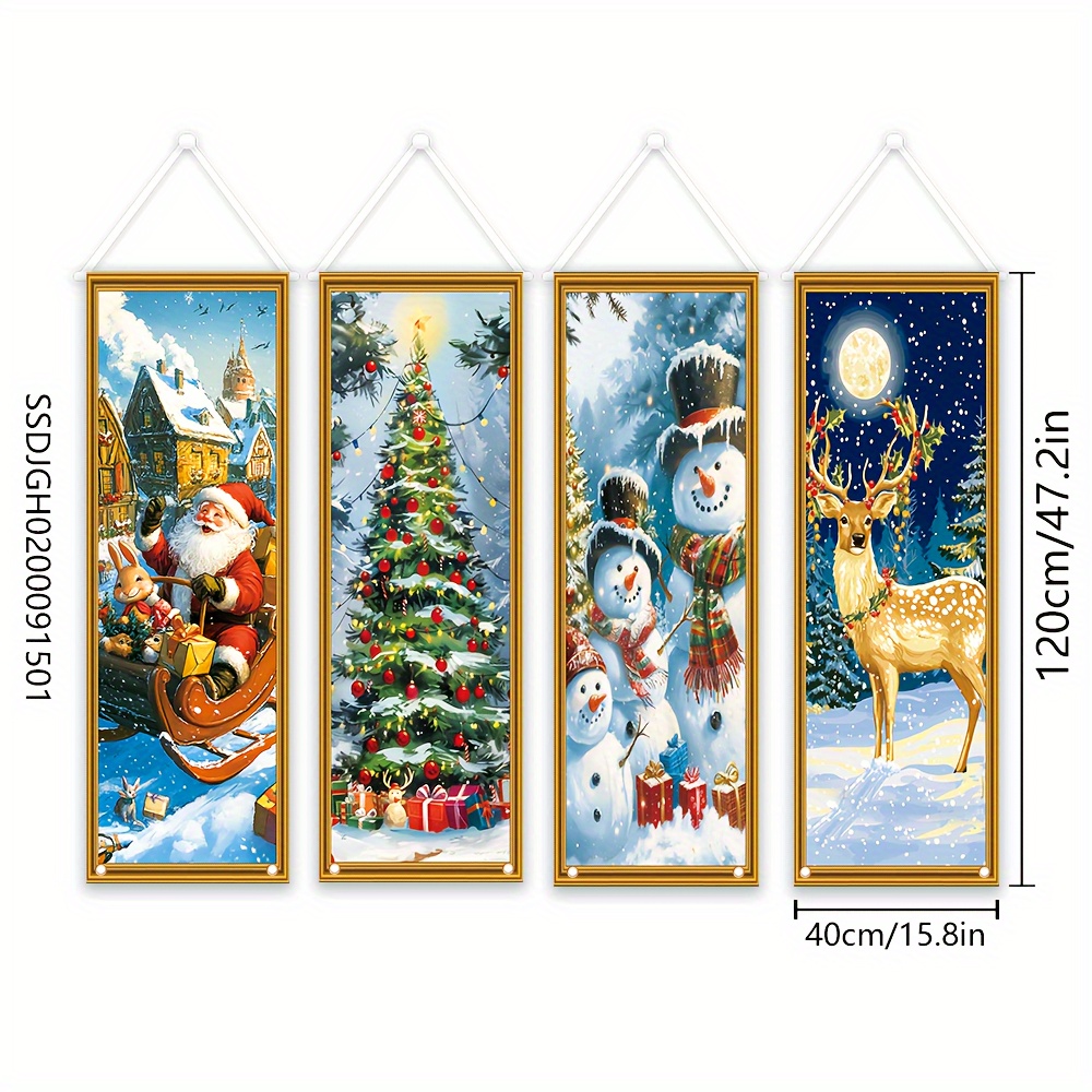 TEMU 2d Door Banner [4pcs, Christmas Doorway Decoration Couplets, 120cm X 40cm/47.2in X 15.8in, 4pcs Christmas Party Doorway Decoration Set, Door