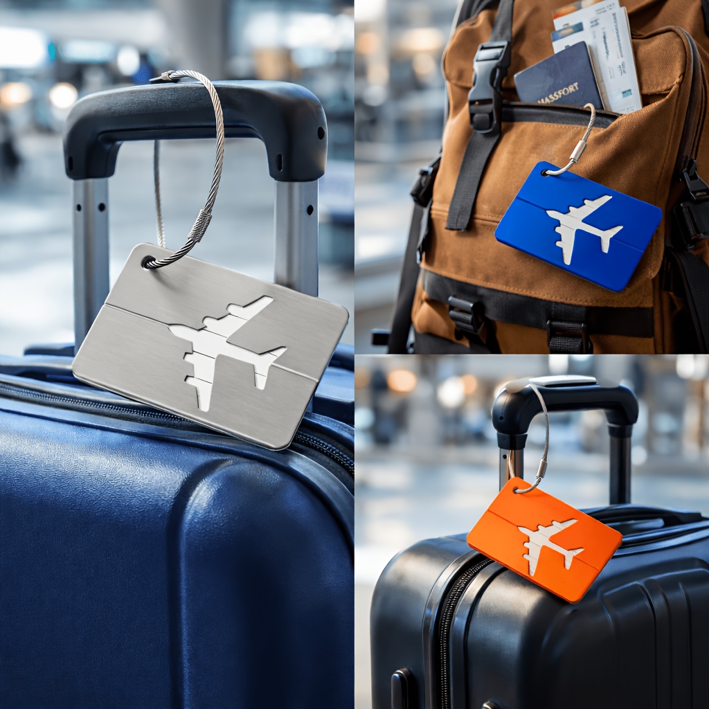 Étiquette à Bagage En Cuir Véritable - Porte-adresse Pour Valise - Idée Cadeau Voyage