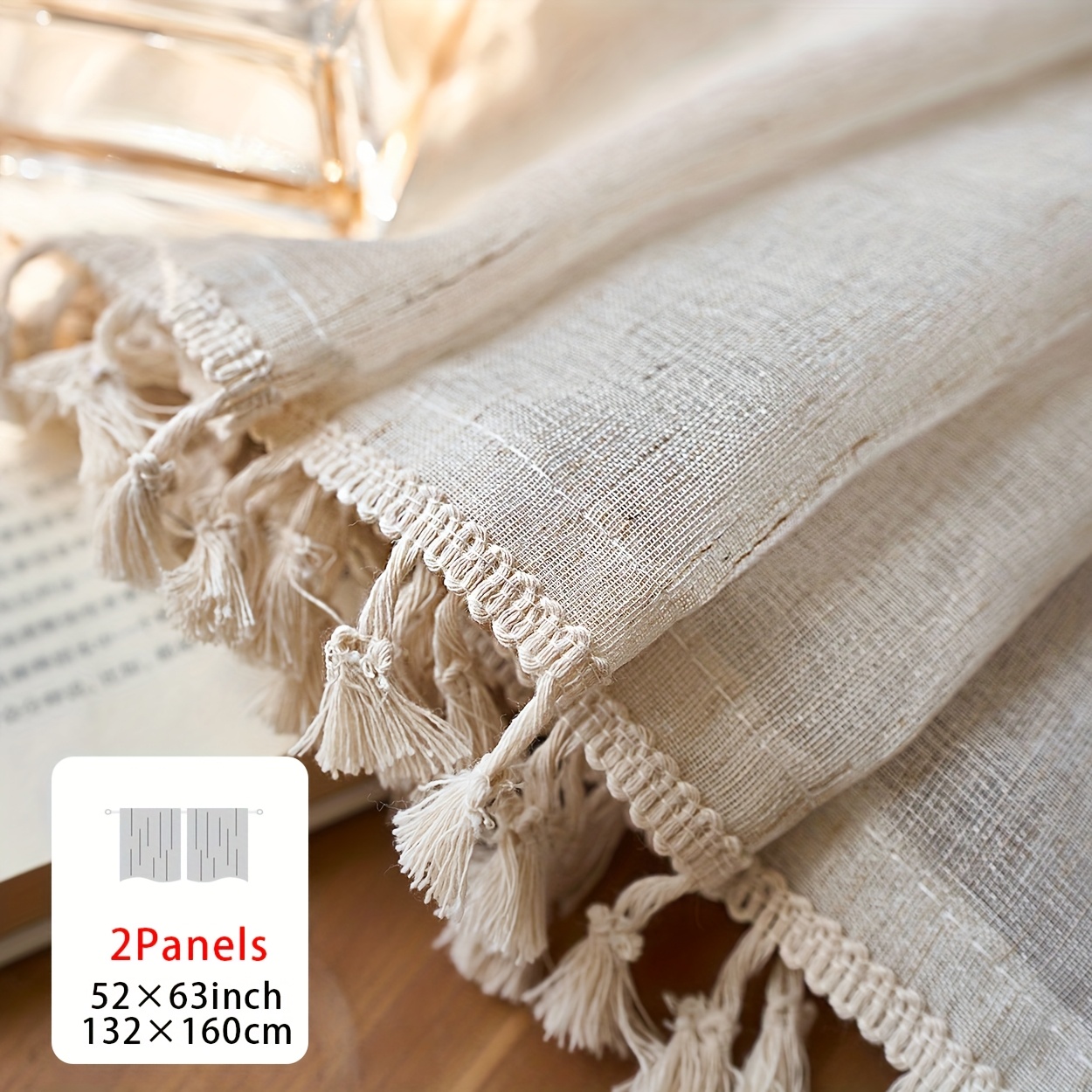 E-shop 2er-Set Böhmische, transparente, einfarbige Vorhänge | Lichtdurchlässig, Polyester, Top-Stangen-Tasche, ideal für Schlafzimmer, Wohnzimmer,