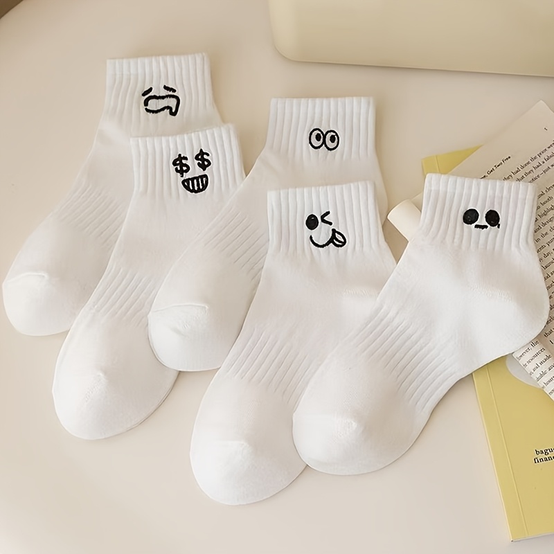 5 Pairs Of Adorable Cartoon-themed Socks - Designed For And Moisture Absorption, Made From A And Mix, Featuring Soft Low-cut Styles, Perfect For Women's Casual Athletic Wear