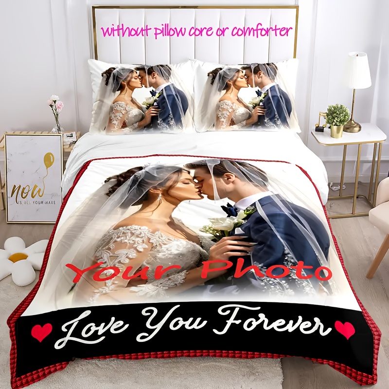 3pcs customizable photo any picture   customized bedding set soft and comfortable spiritual home decoration holiday decoration tear resistant polyester including 1 quilt cover and 2 pillowcases machine washable   quilt set does not   quilt   for home and guest rooms   to your     Product details 6