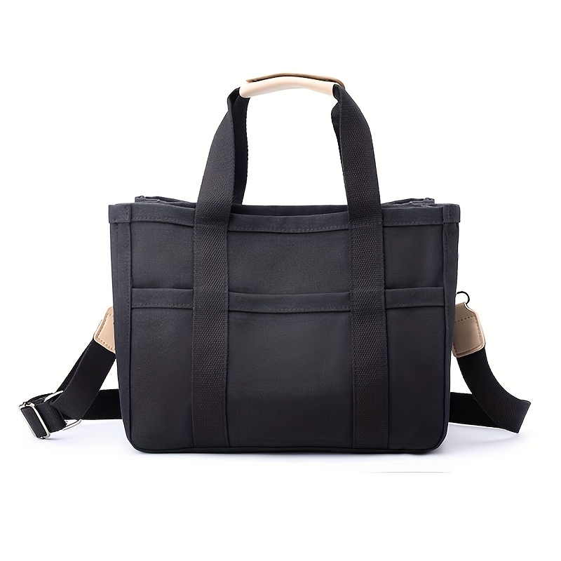 TEMU Canvas Tote With Multiple Pockets, Large Crossbody Bag, Shoulder Bag, Universal Tote With Compartments