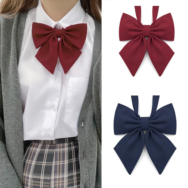 TEMU 2pcs Solid Color Bow Tie, Japanese Preppy Style Cute Look, Suitable For School Uniform Matching And Daily Photos, Ideal Holiday Gift