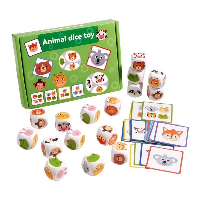 Fun Animal Stacking Dice 2-in-1 Toy, For Stacking And Matching, Develops Hand-eye Coordination, Made Of Solid Wood, Great For Parent-child Interaction, Ideal Gift For Holidays And Birthdays