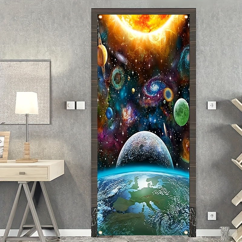 

1pc, Galactic Universe Tapestry, Space Planet Design Door Curtain, Solar System Wall Hanging Art, Astrological Decor For Bedroom, Living Room, Dorm - Majestic Style, Fits Standard Doorways
