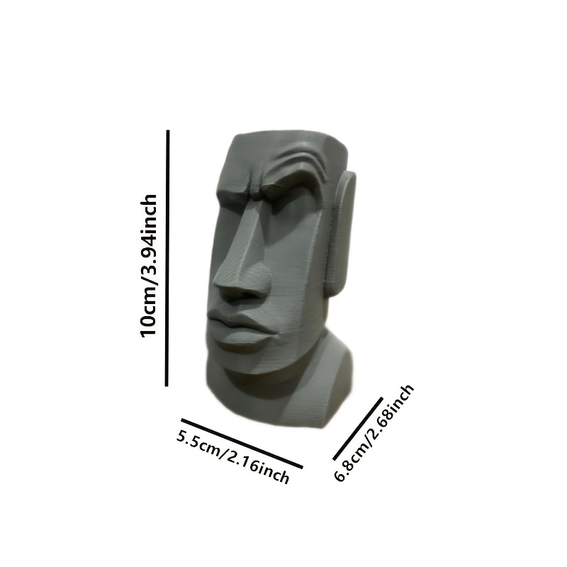 TEMU 3,93-Zoll Moai-Steinfigur mit hochgezogenen Augenbrauen, mit verspieltem Design, für Schreibtische, Büros, Wohnzimmer oder Schlafzimmer. Ideal