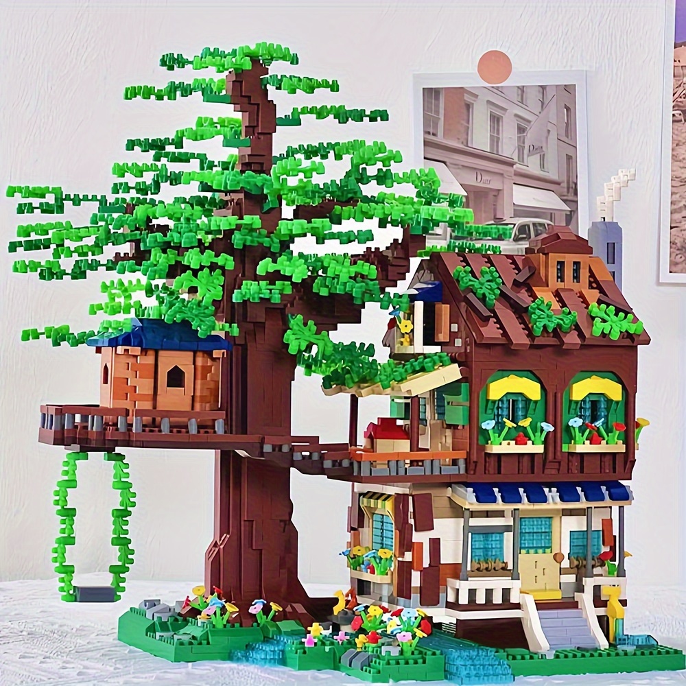 3668個の桜の木の家のブロック、桜の街のモデル、駅 - おもちゃ