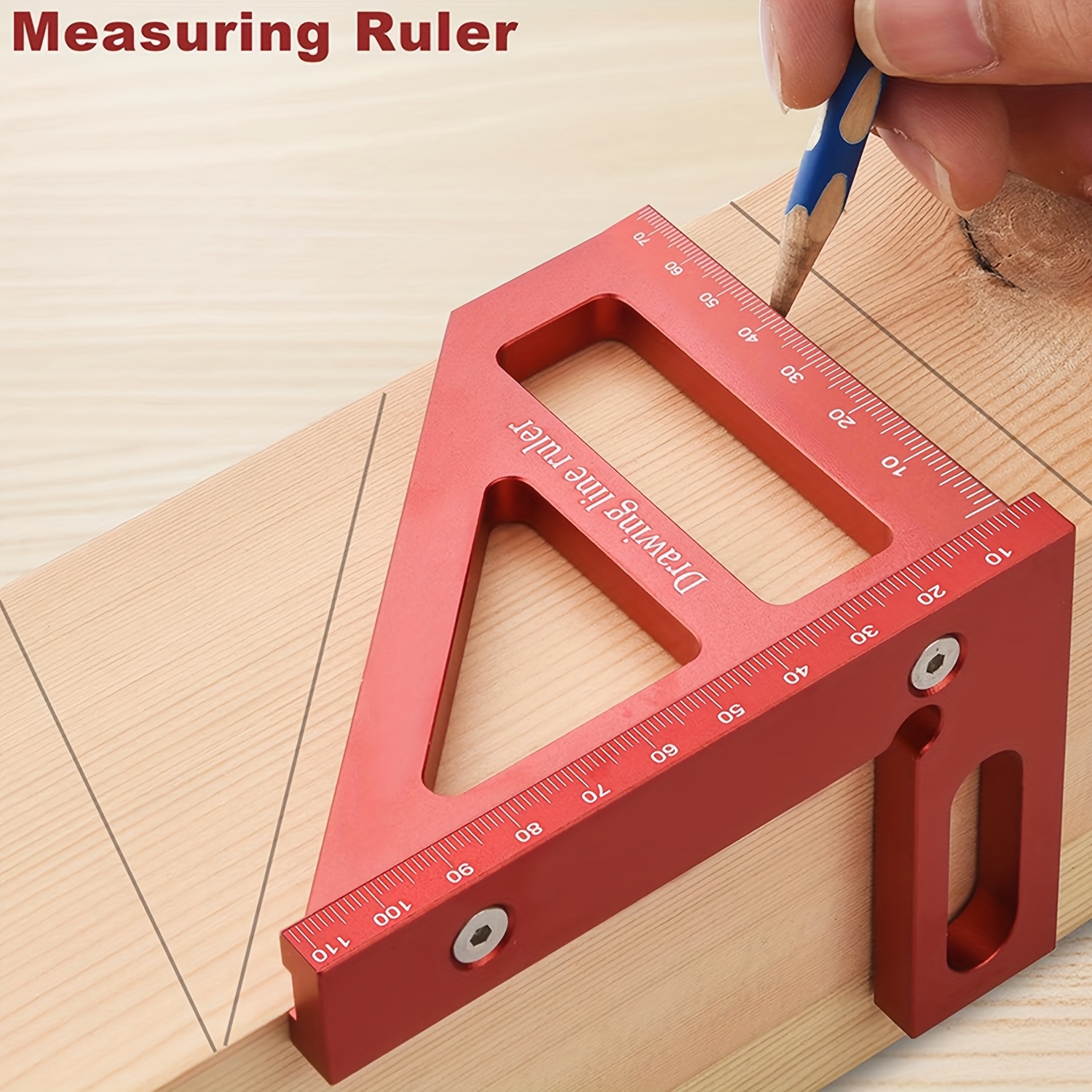 

Precision Aluminum Alloy Woodworking Square With Dowel Pins - Miter Triangular Ruler & , Industrial Measuring Tool