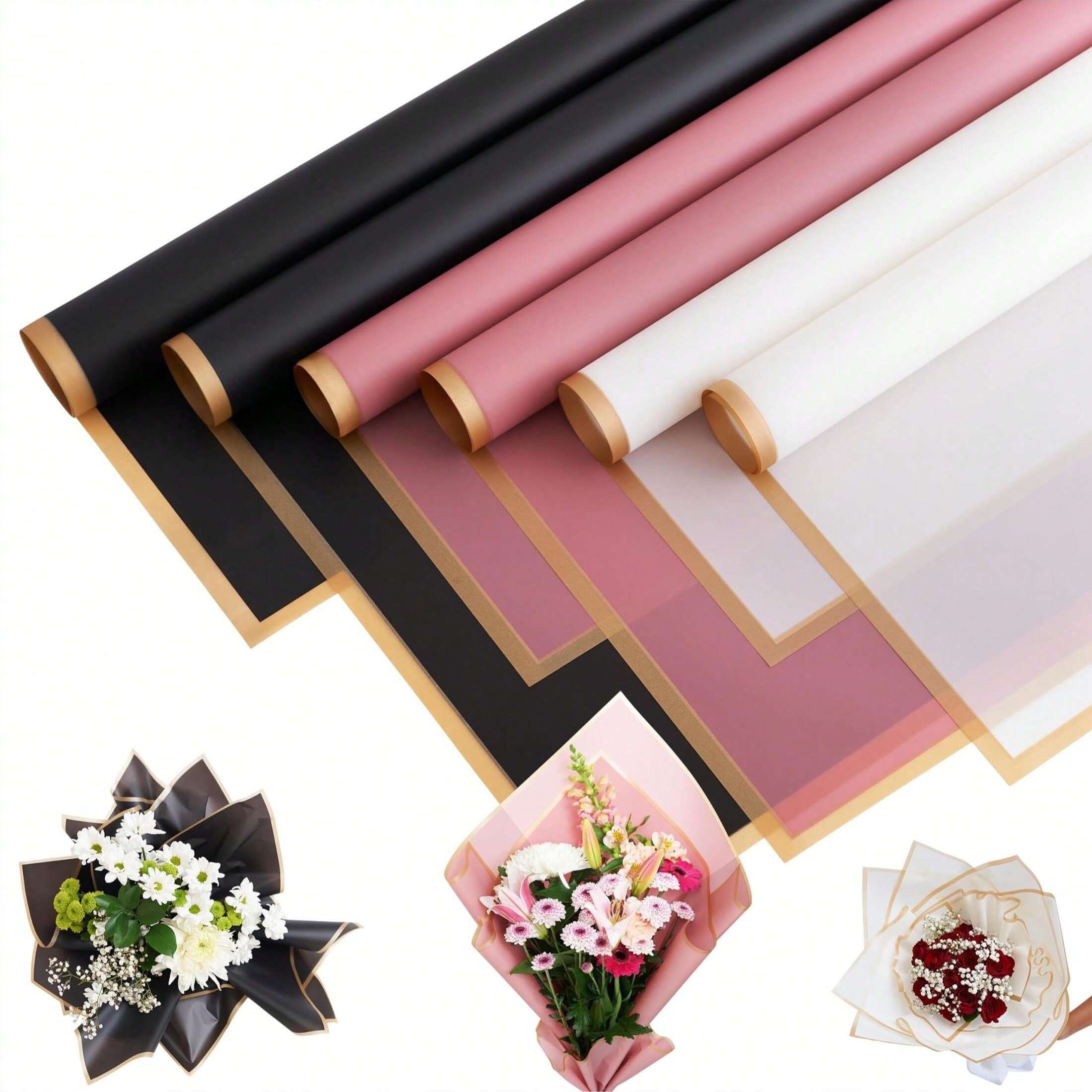 

20pcs Floral Wrapping - Waterproof, Matte For Bouquets & Valentine's Day Gifts, Assorted Colors With Jelly Film Coating