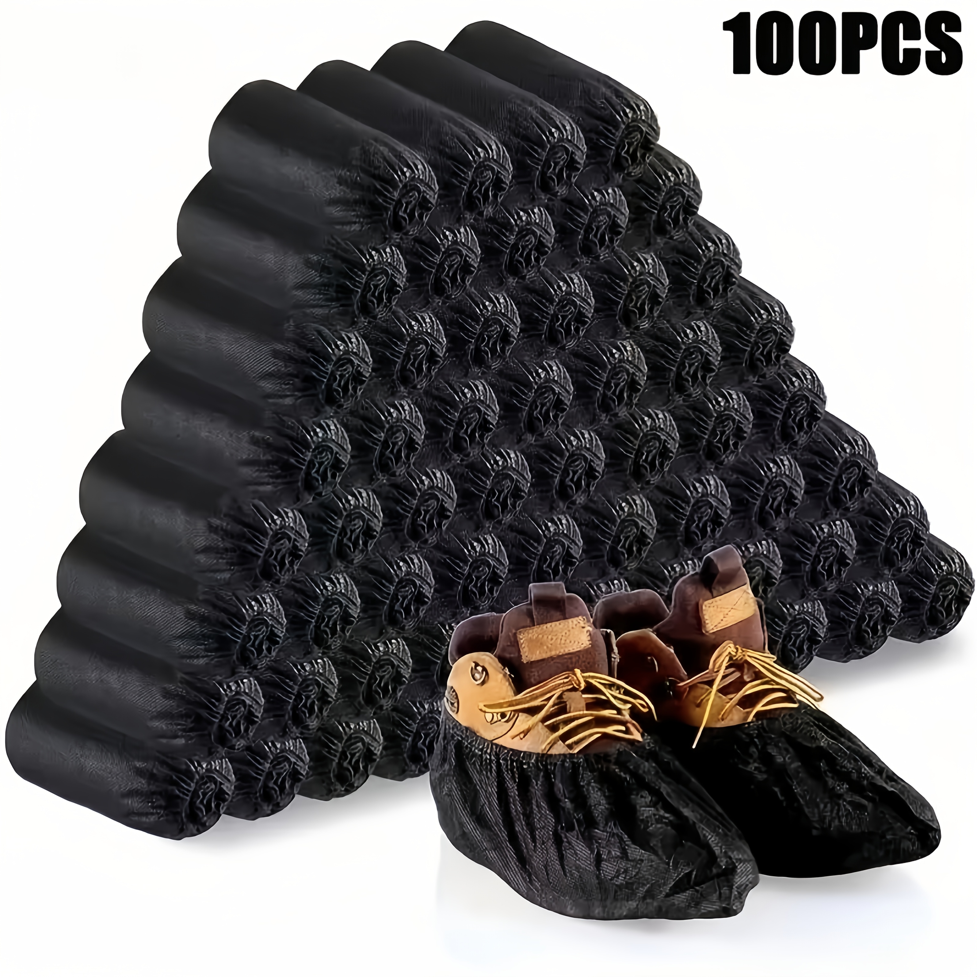 TEMU 100pcs Protège-chaussures - Noirs, Taille Unique, Convient pour une Utilisation Intérieure/Extérieure, Professionnels pour l', la Construction,