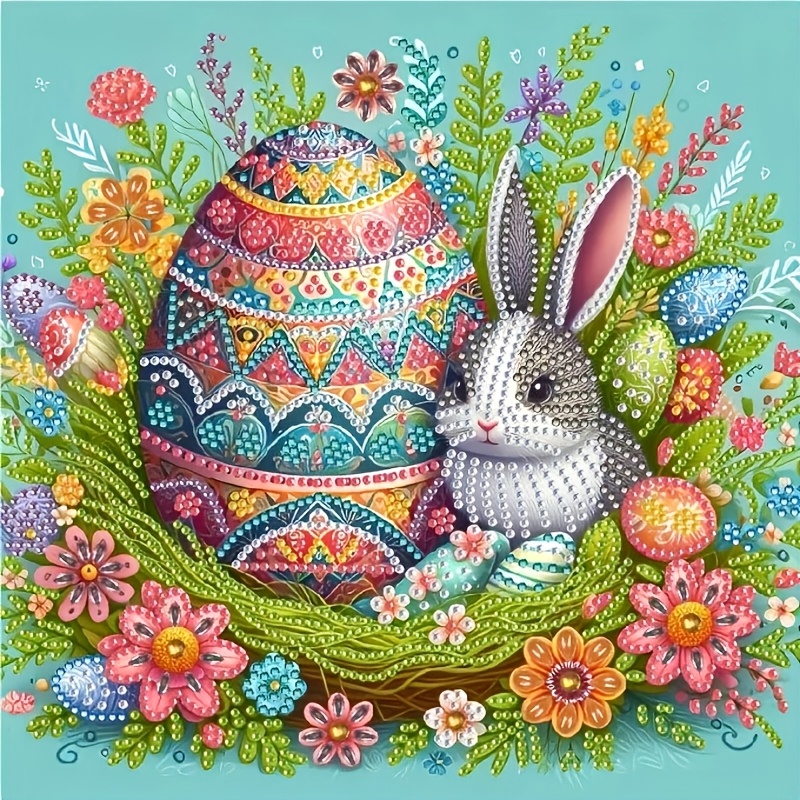 

Easter Bunny & Egg 5d Diamond Painting Kit - Special Shaped Crystal Art For Home Wall Decor, 11.8x11.8" Canvas, Diy Craft For Adults, Handmade Crafts