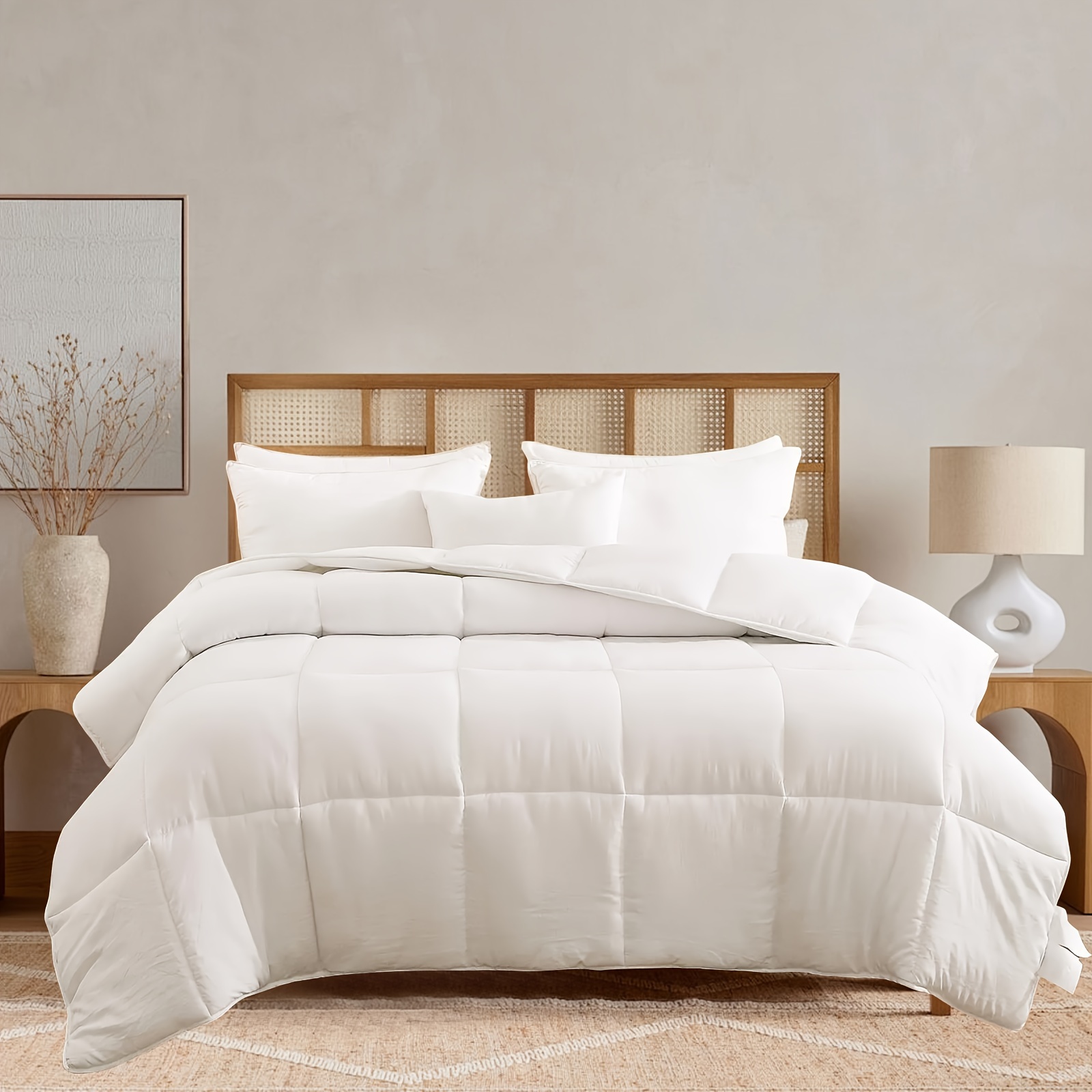 

3 Geese Soft Hotel Comforter - White Colors - Goose Down Alternative - Box Stitched - Premium 1800 Series - All Season Warmth - Quilted Bedding Comforter With Corner Tabs