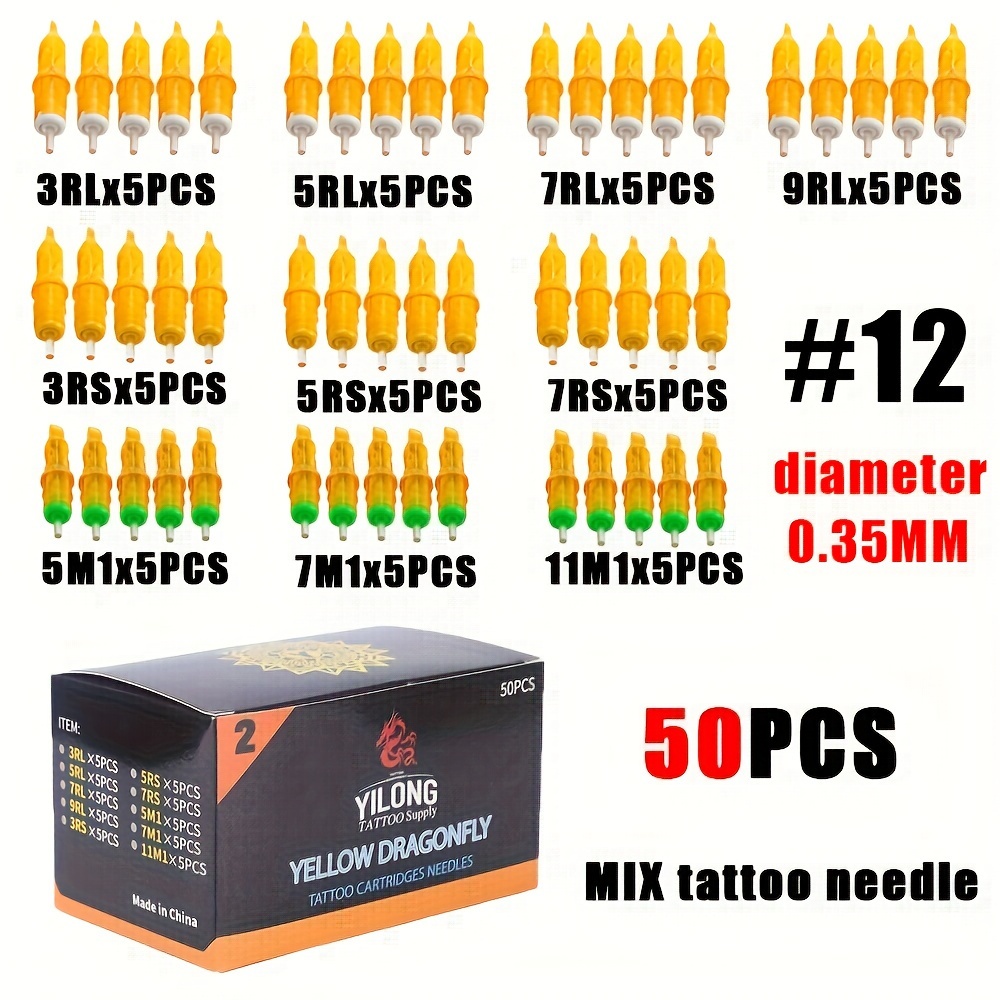 

Yilong 50pcs Mix Tattoo Cartridge Needle Rl Rs M1 Series Individual Package Disposable Tattoo Needle For Tattoo Pen Machine