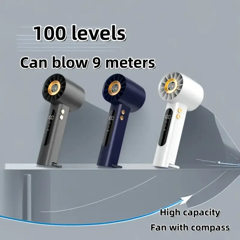 Ventilatore Portatile USB Ricaricabile - 5 Velocità, Display LED, Design Compatto - Foto 4