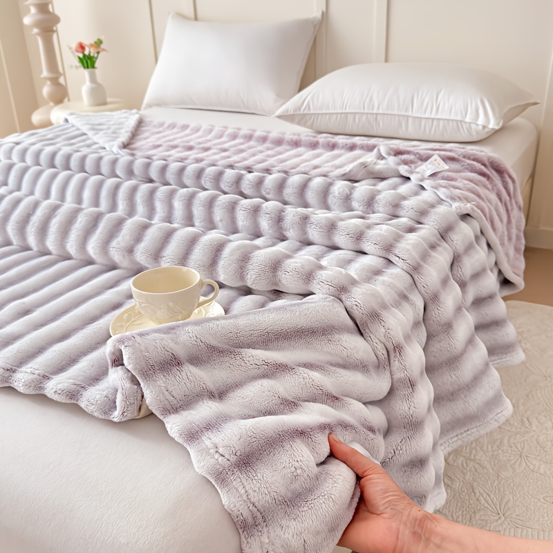 TEMU 1pc Thick Milk Velvet Rabbit Plush Blanket, In Multiple Sizes, And Warm, With A High Weight That Thrown, Suitable For Living Room Sofas,