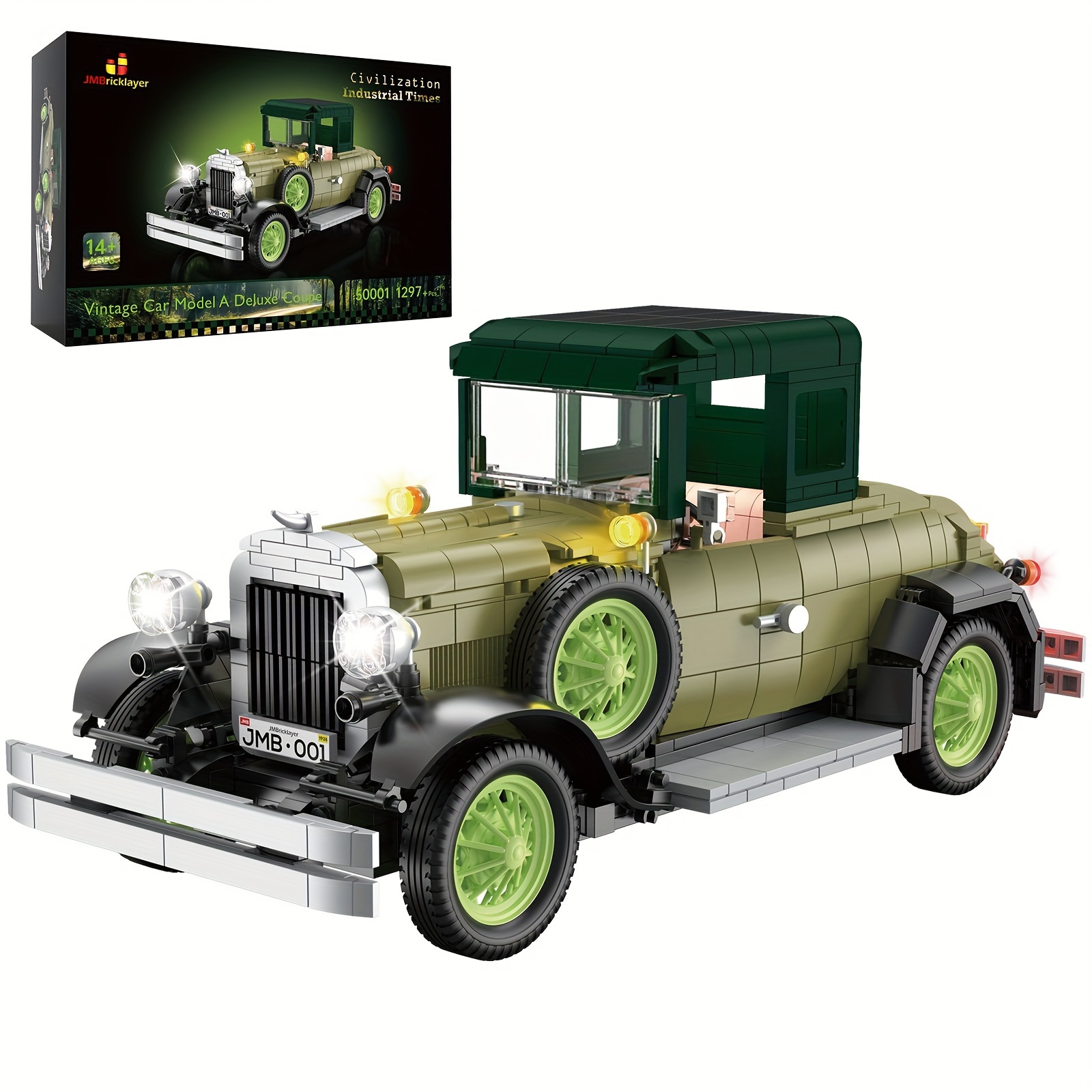 

Vintage Cars Building Sets For Adults With Lights 50001, Classic Retro Model Car Kits, Antique Cars Collectible Display Decorations, Building Toys For Halloween And Christmas (1297 Pcs)