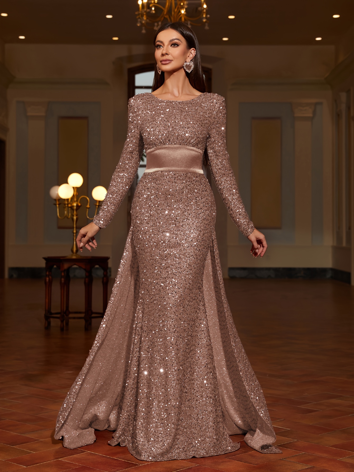 Party Dresses Classy Boutique Dresses Backless Long Sleeve Round