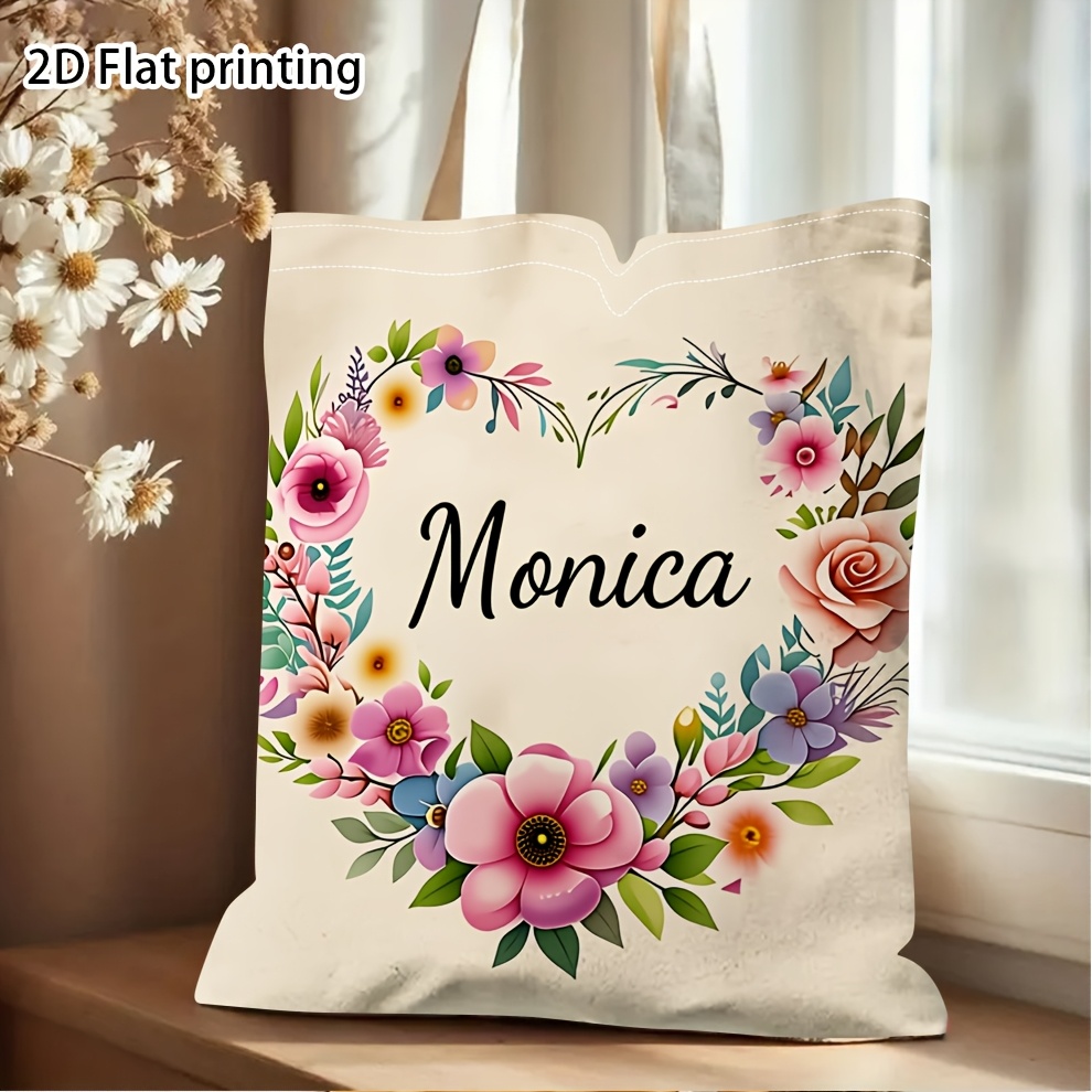 TEMU 1 , Bolsa de compras personalizada, Bolso de individual para damas, Bolso tote personalizado con , Adecuado para viajes, Reutilizable, Bolso de
