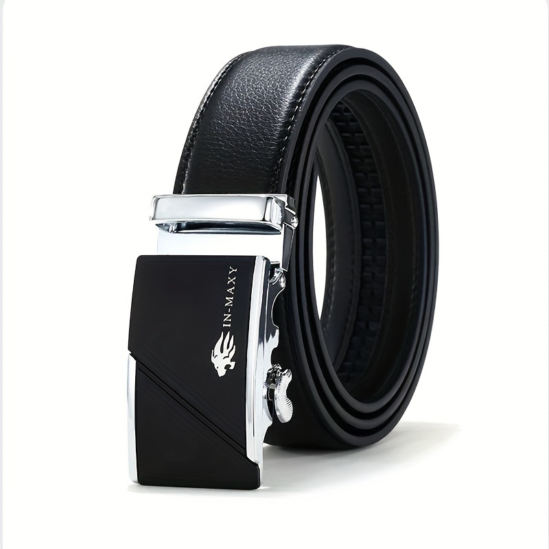 Men's Leather Belt with Automatic Buckle, Stylish & Durable