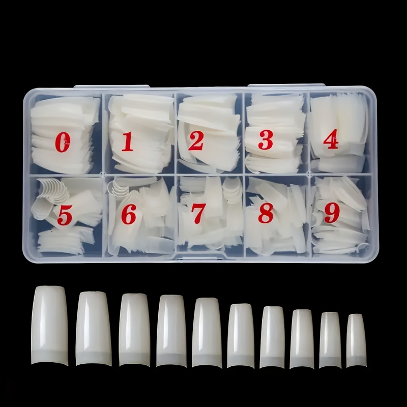Image of 500pcs Nude Ballet Coffin Press-on Nails Kit - Glossy Full Cover Acrylic Tips For Diy & Salon, Medium Length, Natural French Manicure Extensions