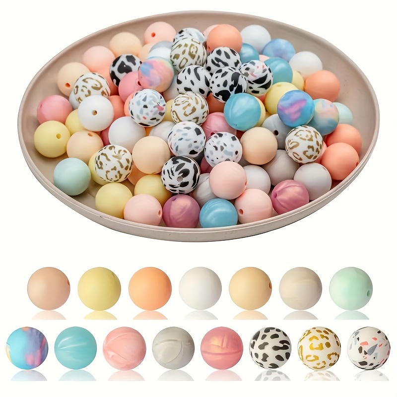 

100pcs Candy Color Silicone Bead Bulk Beads For Jewelry Making Diy Creative Key Bag Chain Character Pens Decors Bracelet Necklace Craft Supplies