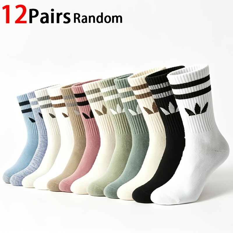 TEMU 12 Pairs Random Women's Casual Socks, Breathable Comfortable Mid-calf Socks, Women's Socks, Easy Design, Comfortable Experience, Casual Socks,
